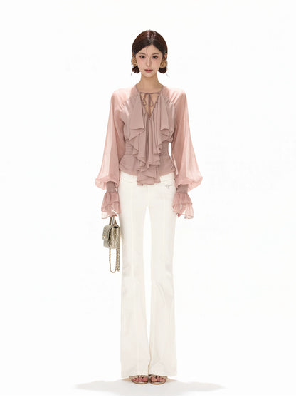 Luminous Nouveau Ruffle Chiffon Blouse