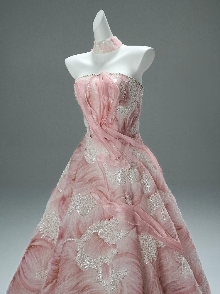 Exquisite Pink Handcrafted Couture Gown