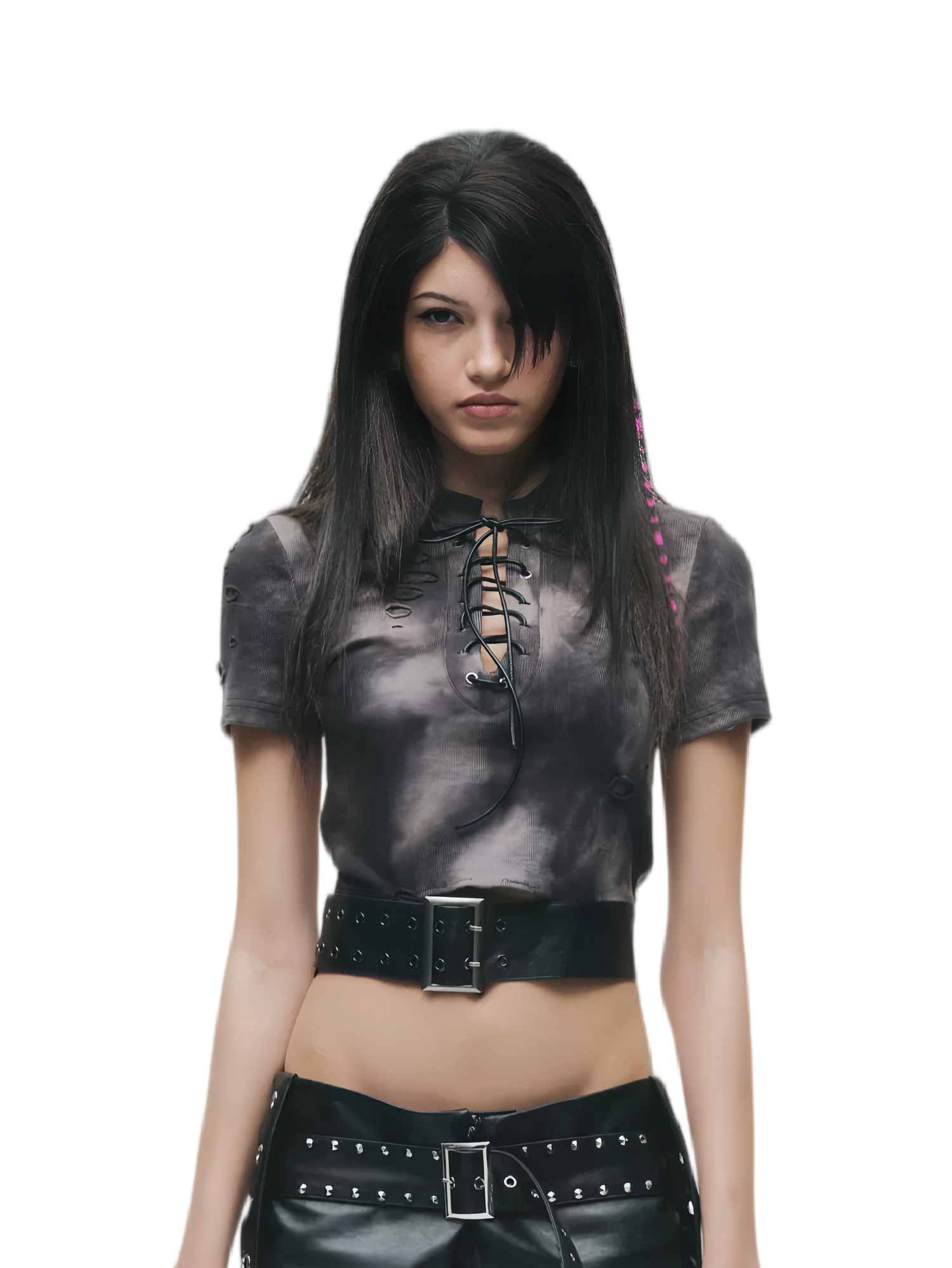 24ANS Distressed Lace-Up Cropped Tee – view 5