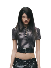 24ANS Distressed Lace-Up Cropped Tee – view 5