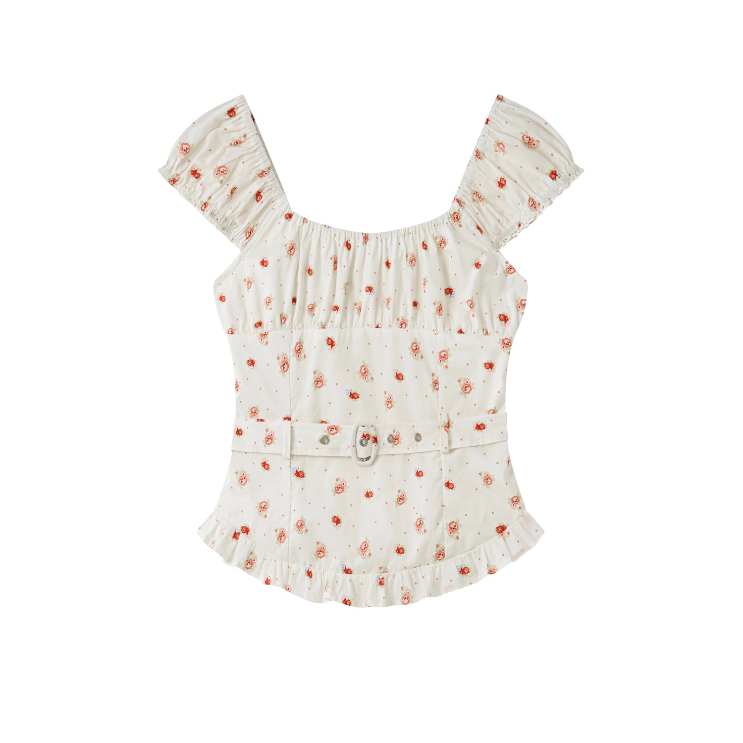 Vintage Floral Waist-Cinching Two-Piece Skirt Set