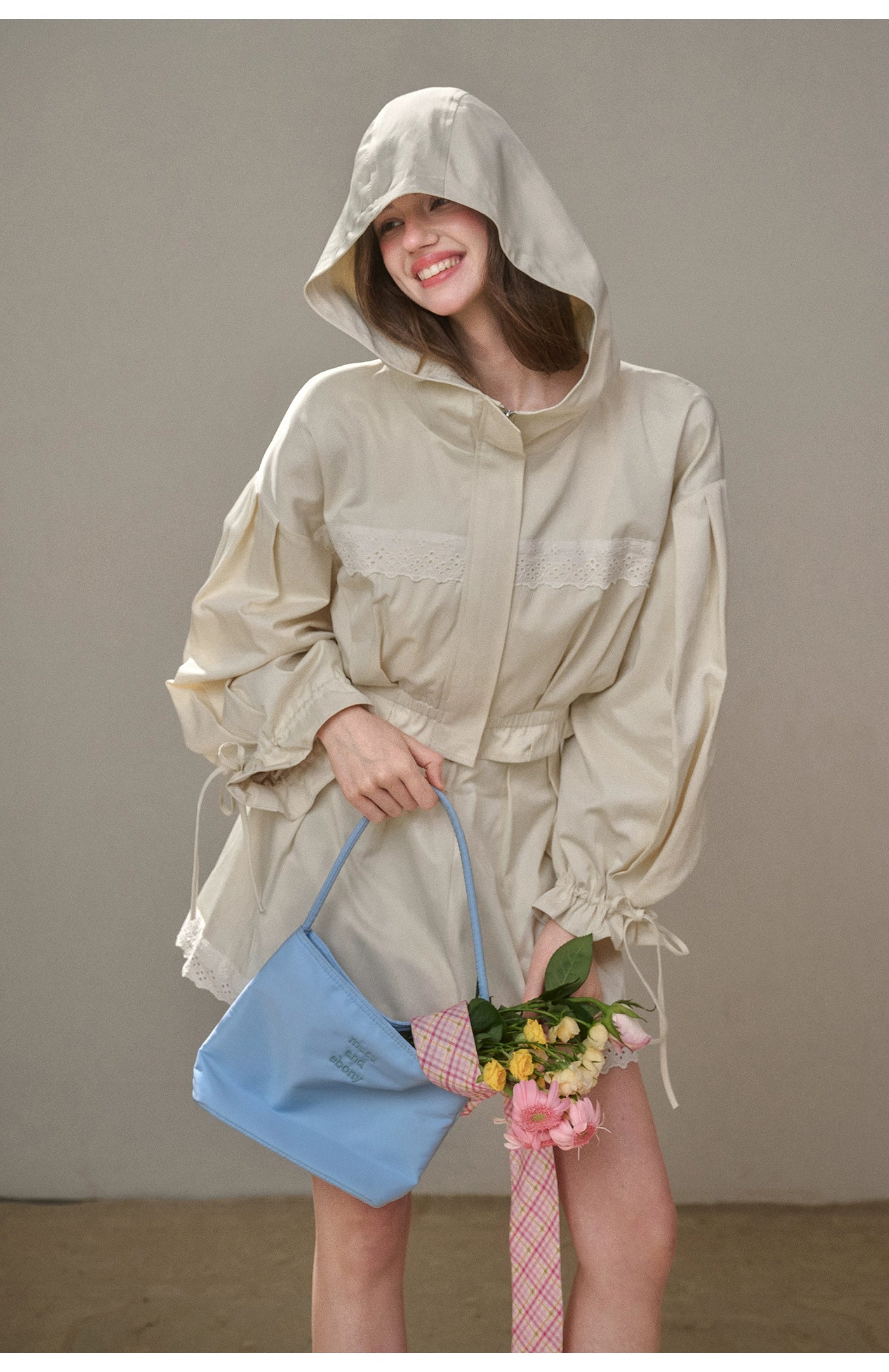 &quot;A Cup of Milk&quot; Relaxed Cotton Trench &amp; Skirt Set