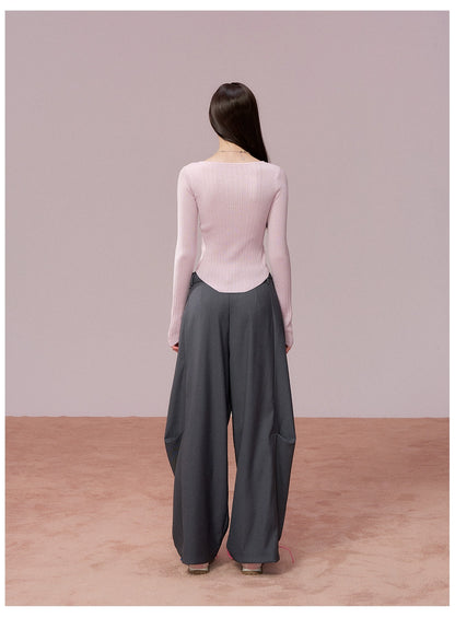 Ribbed Silk-Blend Buttoned Knit T-Shirt