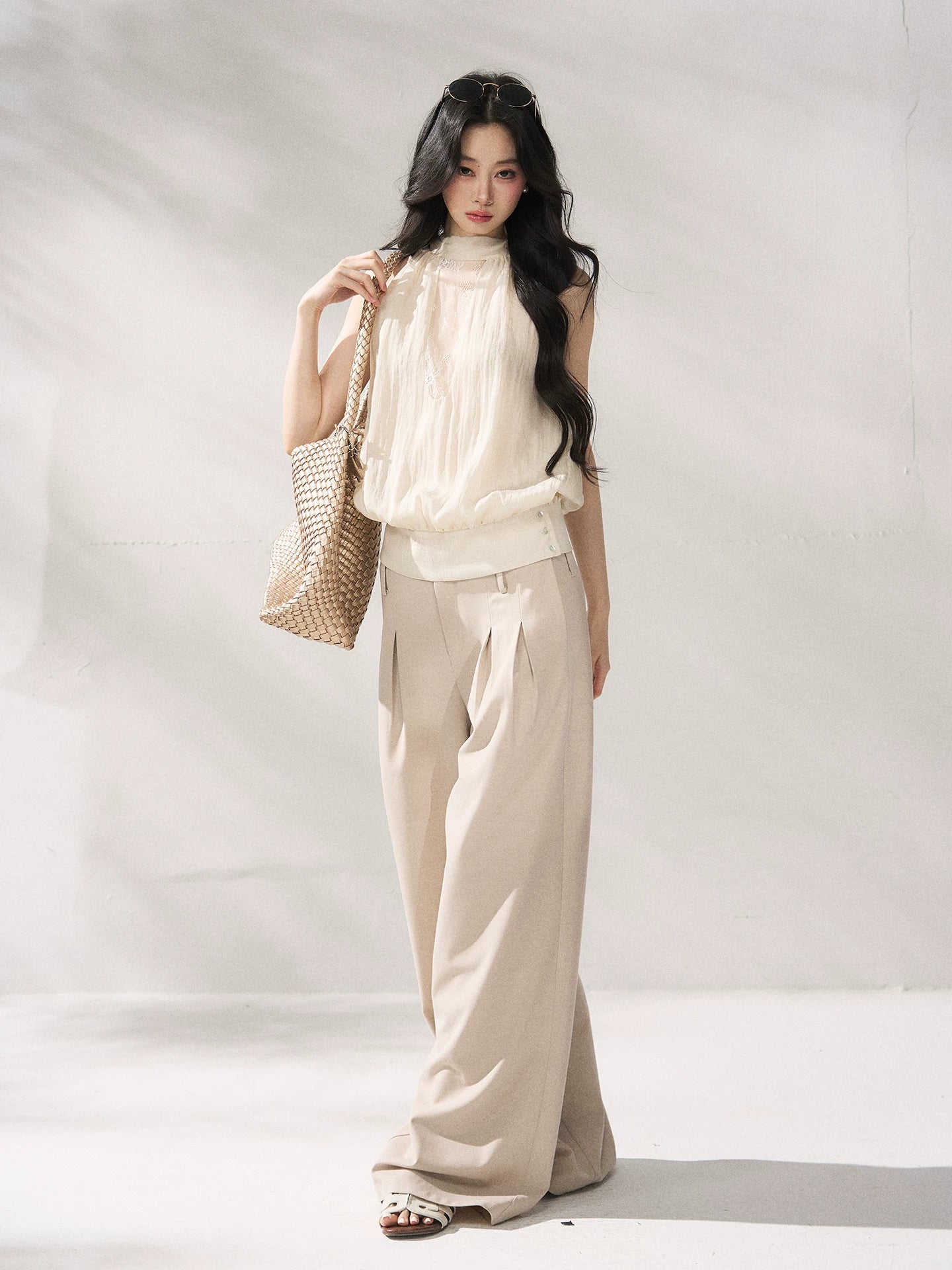 High-Waisted Relaxed Wide-Leg Trousers