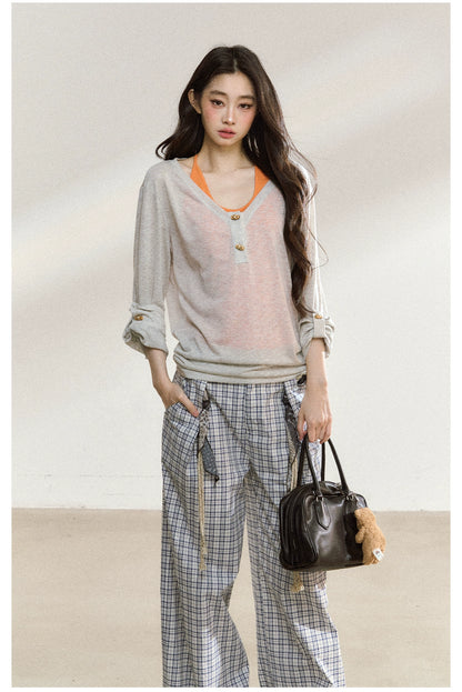 Textured Silk-Blend V-Neck Pullover &amp; Tank Top Set