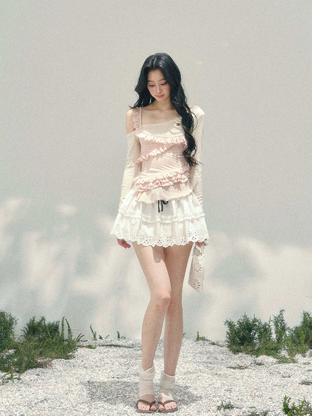 Asymmetric Ruffle Off-Shoulder Top