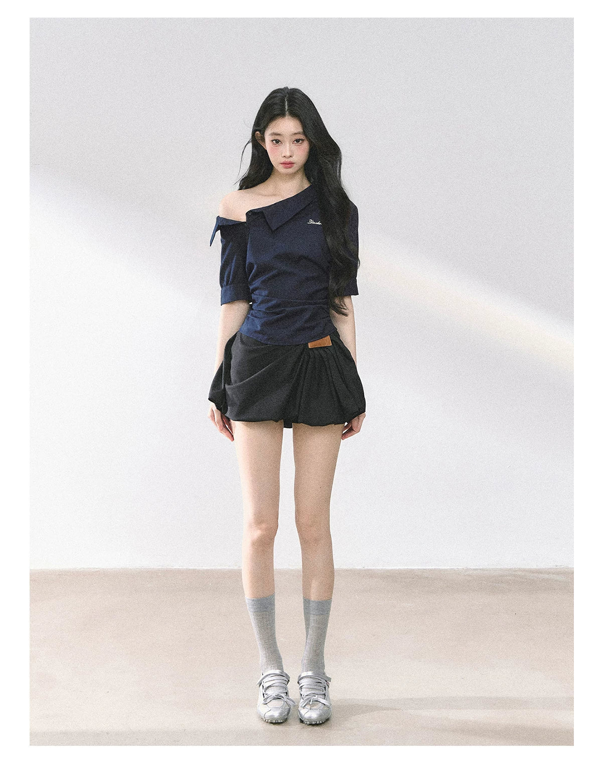 American-Style High-Waist Bubble Mini Skirt