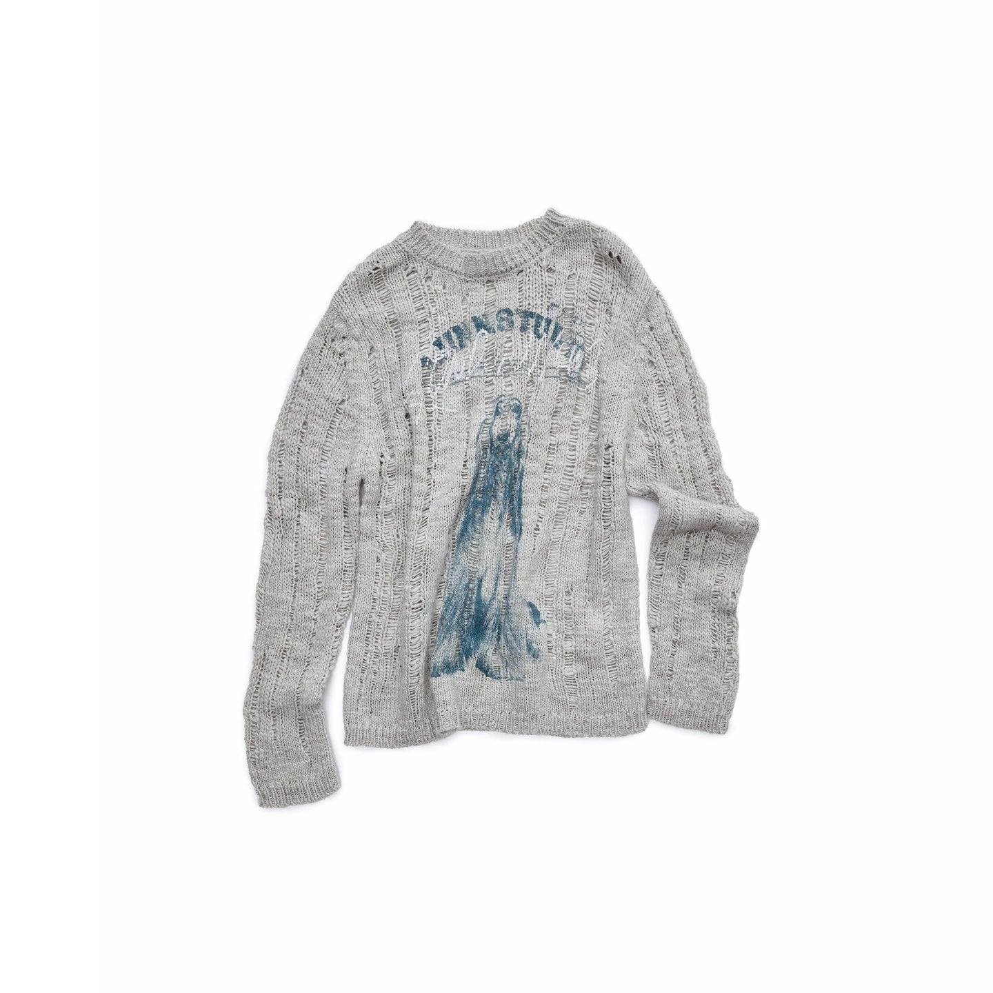 Icelandic Animal Pattern Open-Knit Sweater