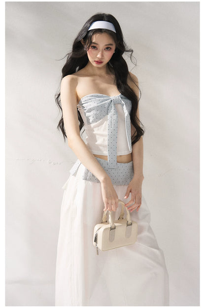 Strapless Top &amp; Relaxed Wide-Leg Pants Set