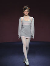 Striped Contrast Cardigan & Tank Dress Set - CHINASQUAD