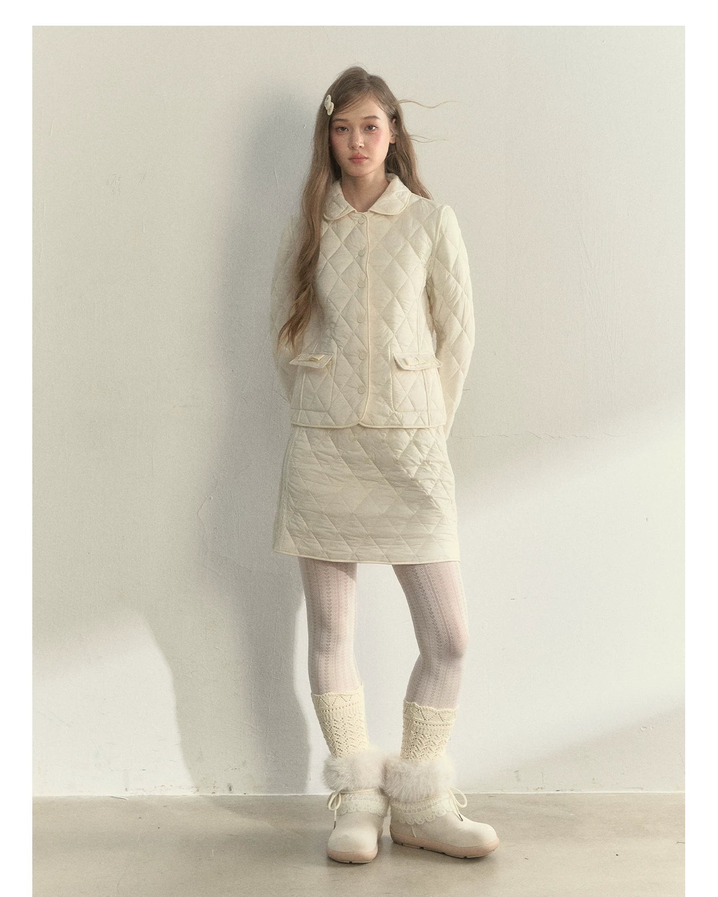 Reversible Quilted Doll Collar Jacket &amp; Skirt Set