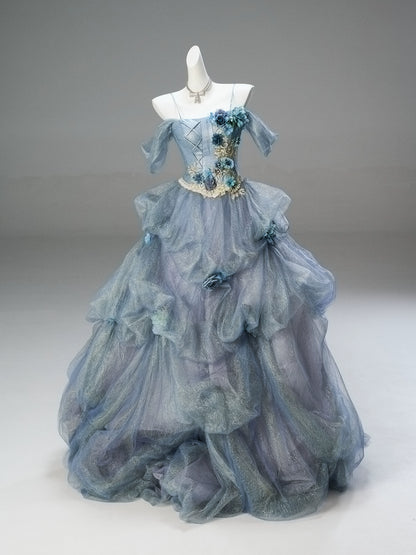 Underwater World Tulle Gown with Floral Embellishments