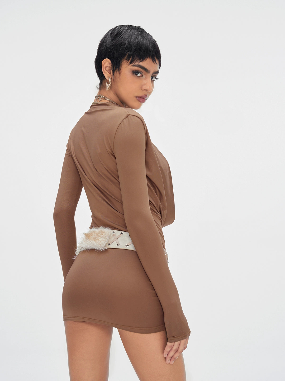 Contour-Fit Long-Sleeve Bodycon Dress