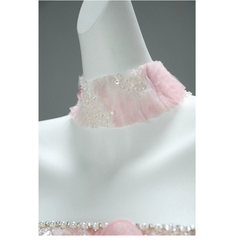 Exquisite Pink Handcrafted Couture Gown