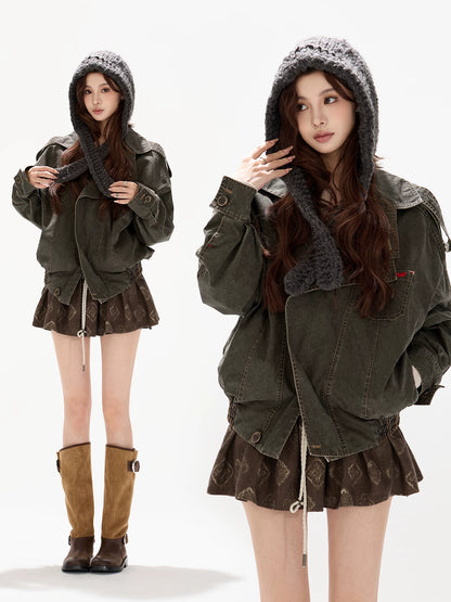 Vintage Heavy-Stitch Cotton Utility Jacket