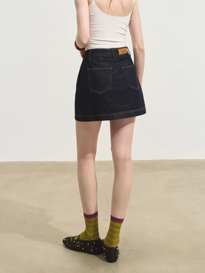 Layered Relaxed Denim Vest &amp; Skirt Set