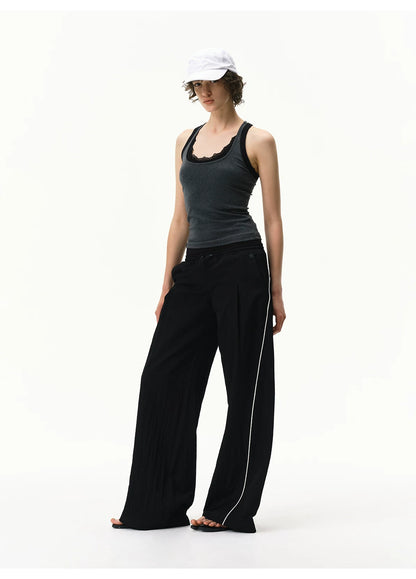 Cooling Lyocell Double-Waistband Wide-Leg Pants