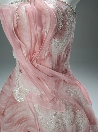 Exquisite Pink Handcrafted Couture Gown