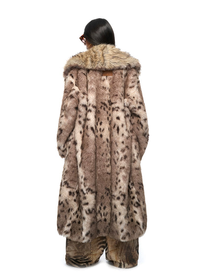 Leopard-Print Eco-Fur Coat