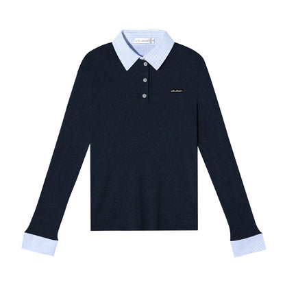 Striped Layered Polo Crewneck