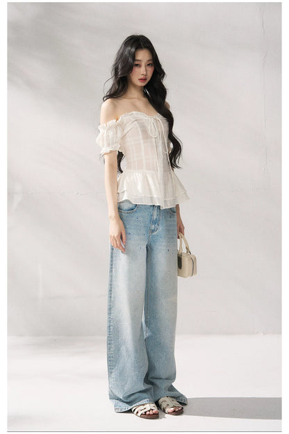 Cotton-Linen Fitted Short Sleeve Top