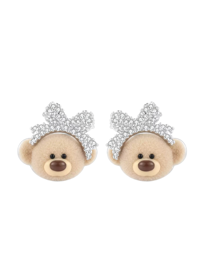 Bow Bear Silver Studs