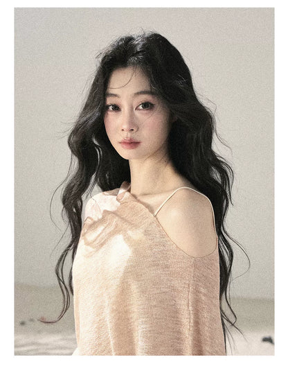 Sheer Off-Shoulder Sun Protection Knit Top Set