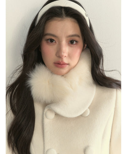 Wool Blend Double-Breasted Midi Coat