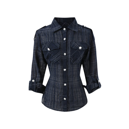 Asymmetric Plaid Cotton-Linen Shirt
