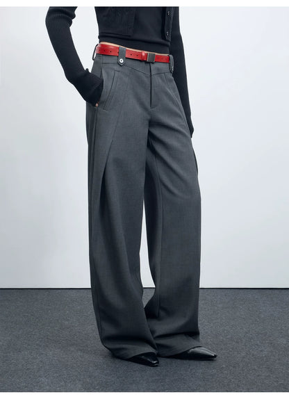 Wool-Blend Sculpted Curved-Leg Tailored Trousers