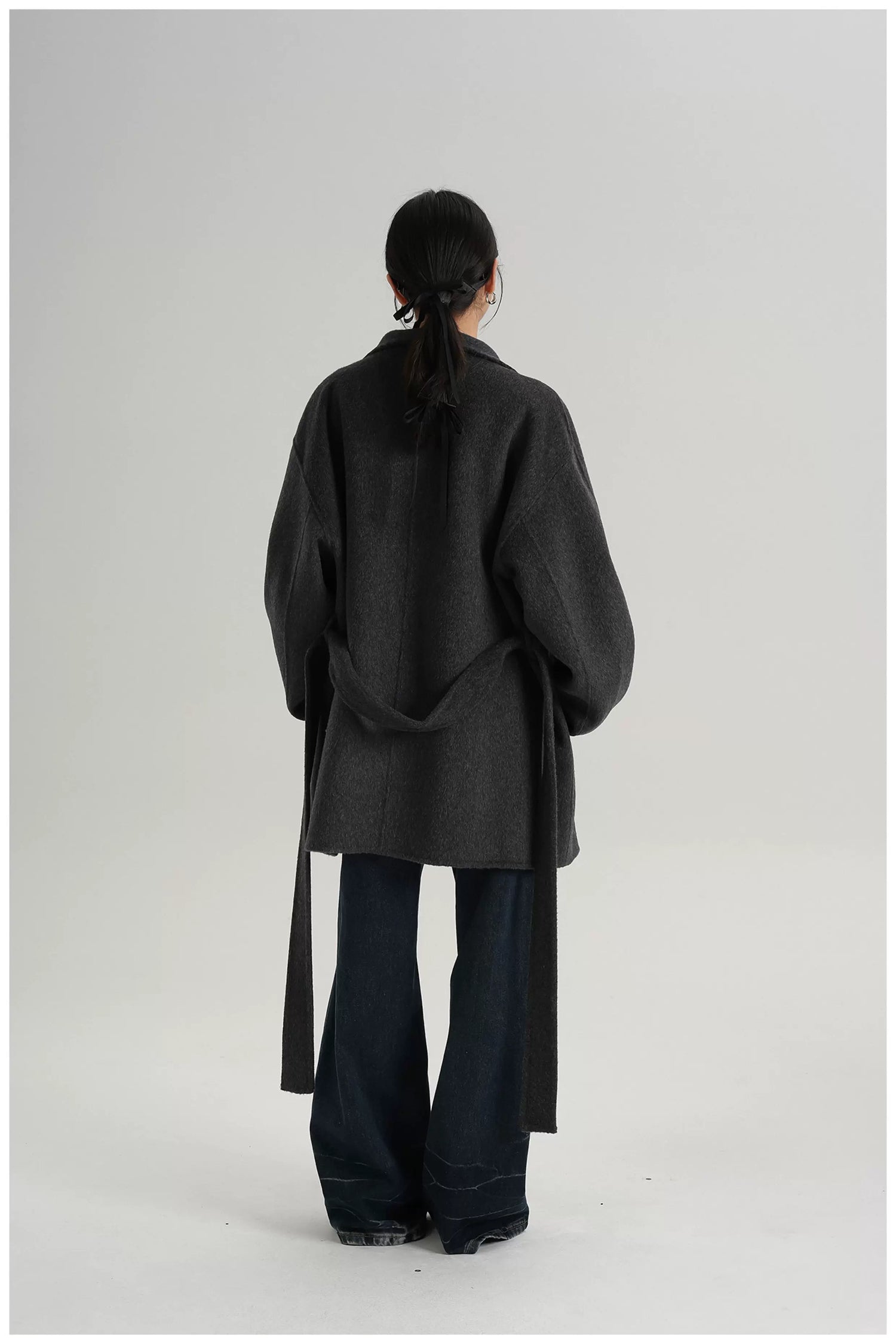 Tie-Belt Mid-Length Double-Faced Wool Jacket