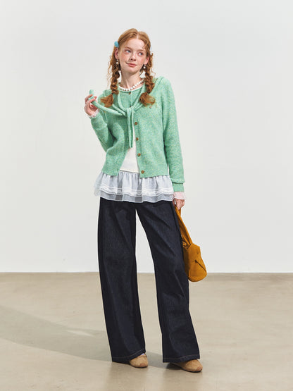 Hooded Shawl-Collar Knit Cardigan