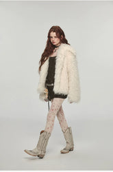 (Final Sale) Furry Long Collar Faux Fur Coat - CHINASQUAD