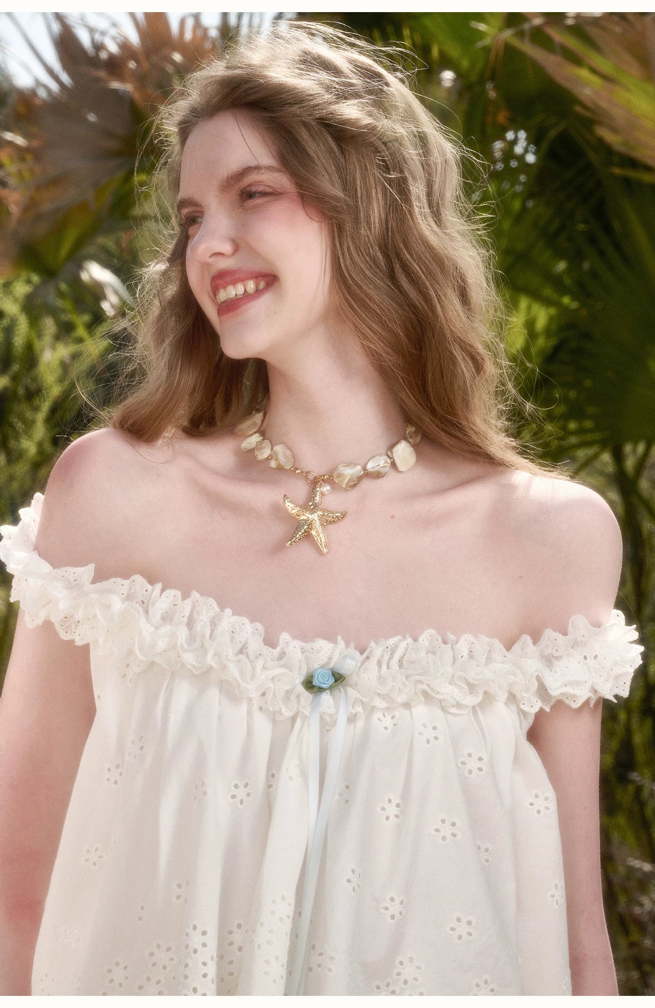 White Jasmine Embroidered Cotton Three-Piece Set