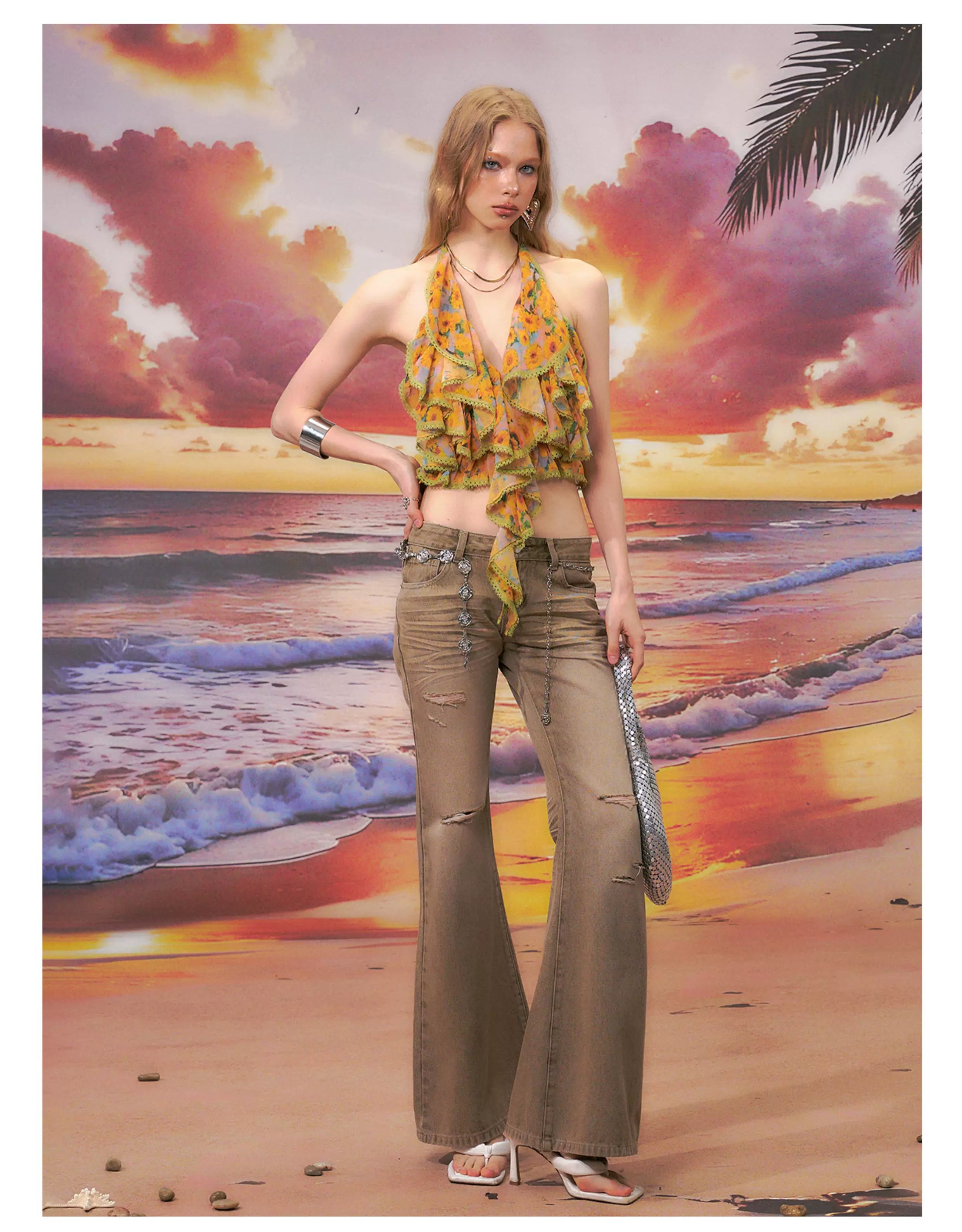 Floral Halter Backless Camisole