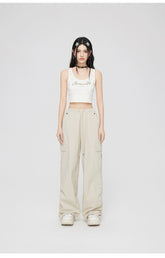 Ruched Wide-Leg Cargo Pants - CHINASQUAD