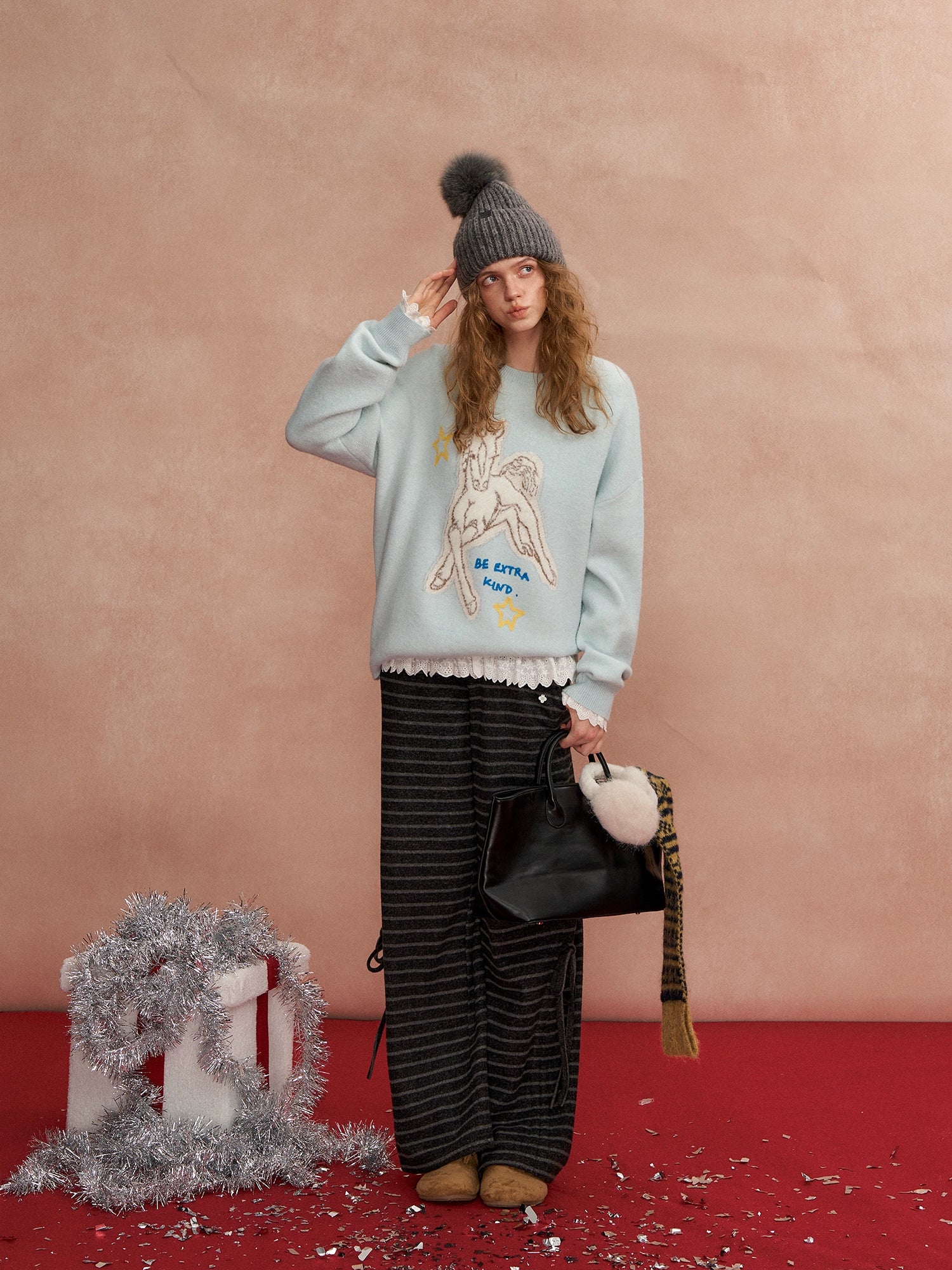 Cyber Pony Jacquard Oversized Knit Sweater