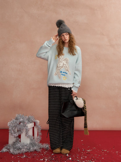 Cyber Pony Jacquard Oversized Knit Sweater