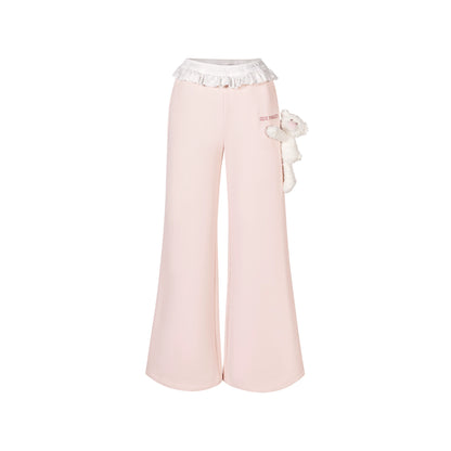 Lace-Waist Straight-Leg Lounge Pants