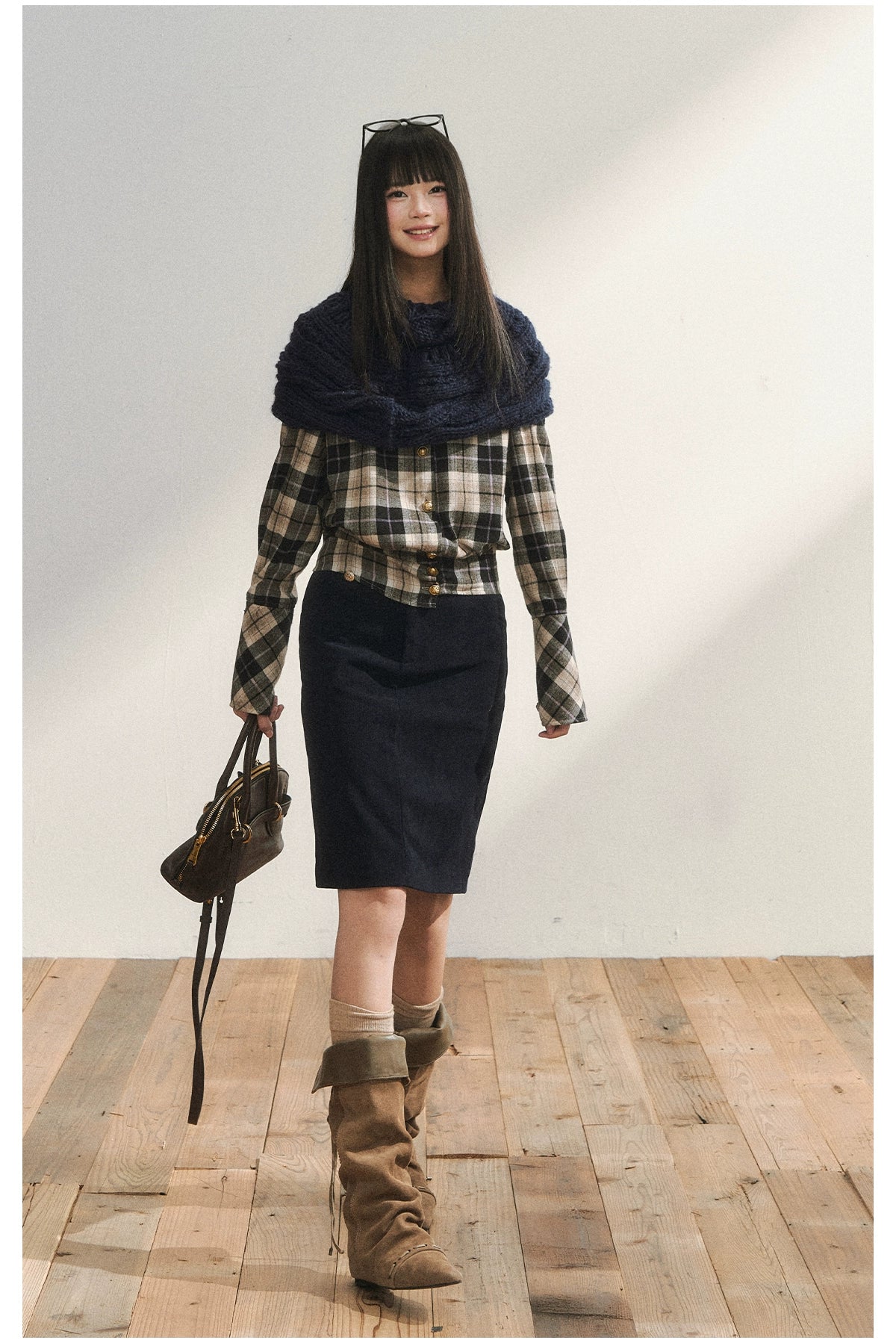 Two-Tone Knitted Fuzzy Pullover Shawl