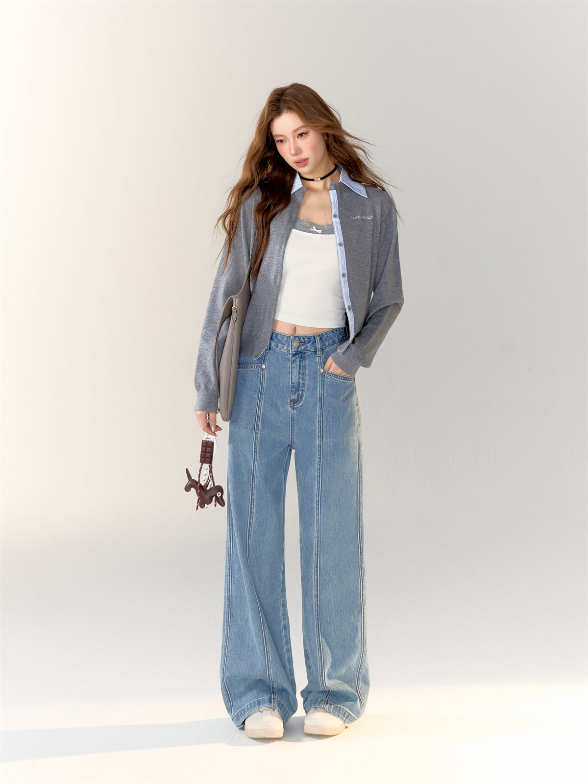 Line Divider Straight-leg Jeans