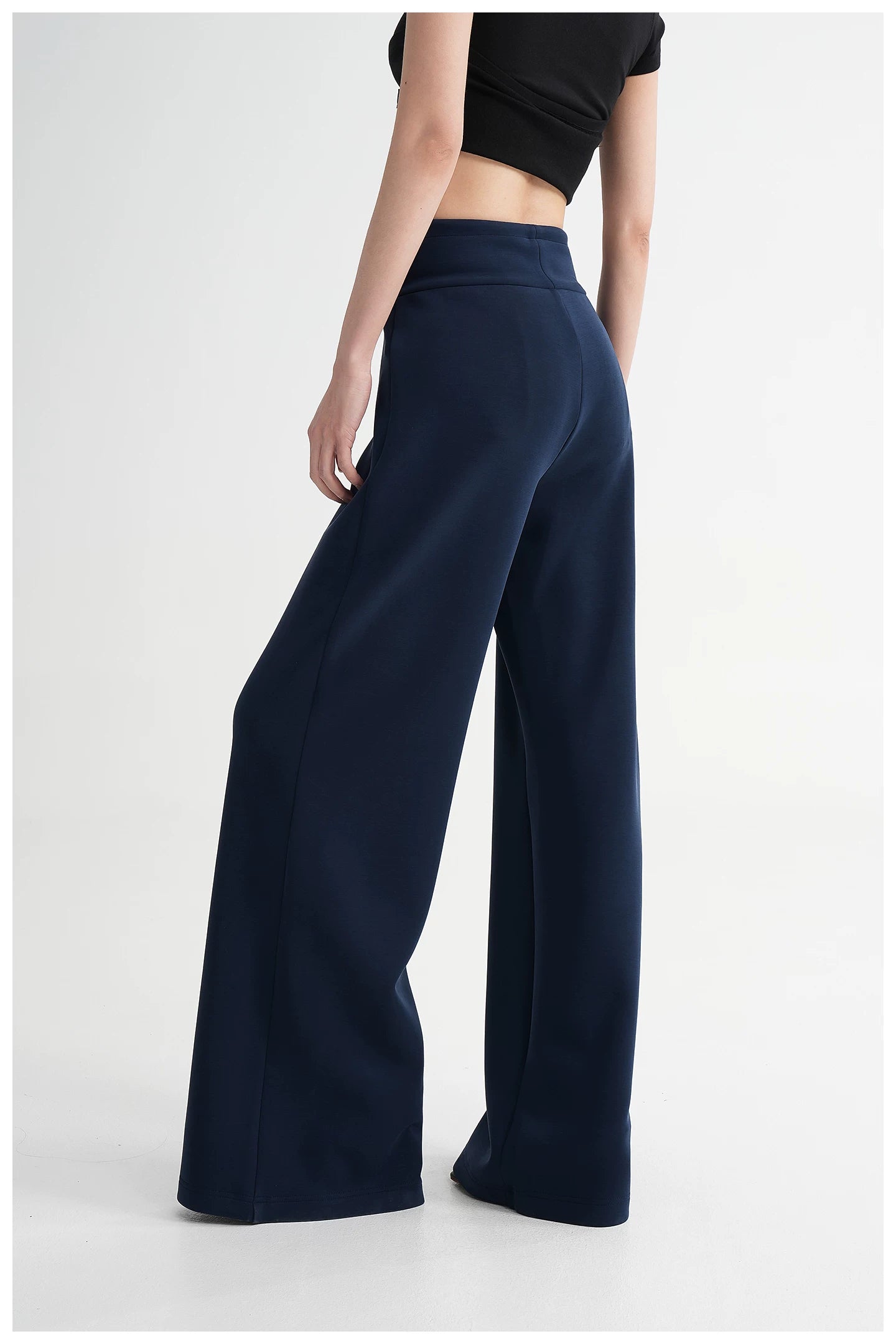 High-Waisted Knit Wide-Leg Trousers