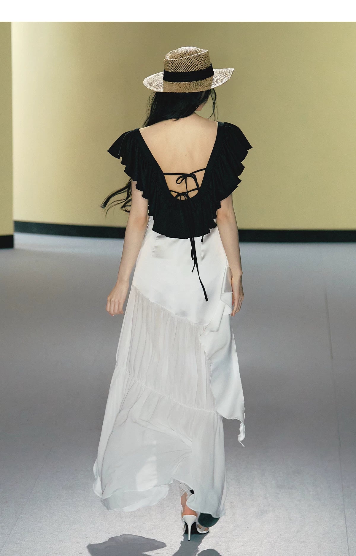 Contrast Tweed Satin Patchwork Maxi Dress