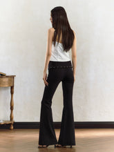 Black Nailed Low Waist Flared Pants - CHINASQUAD