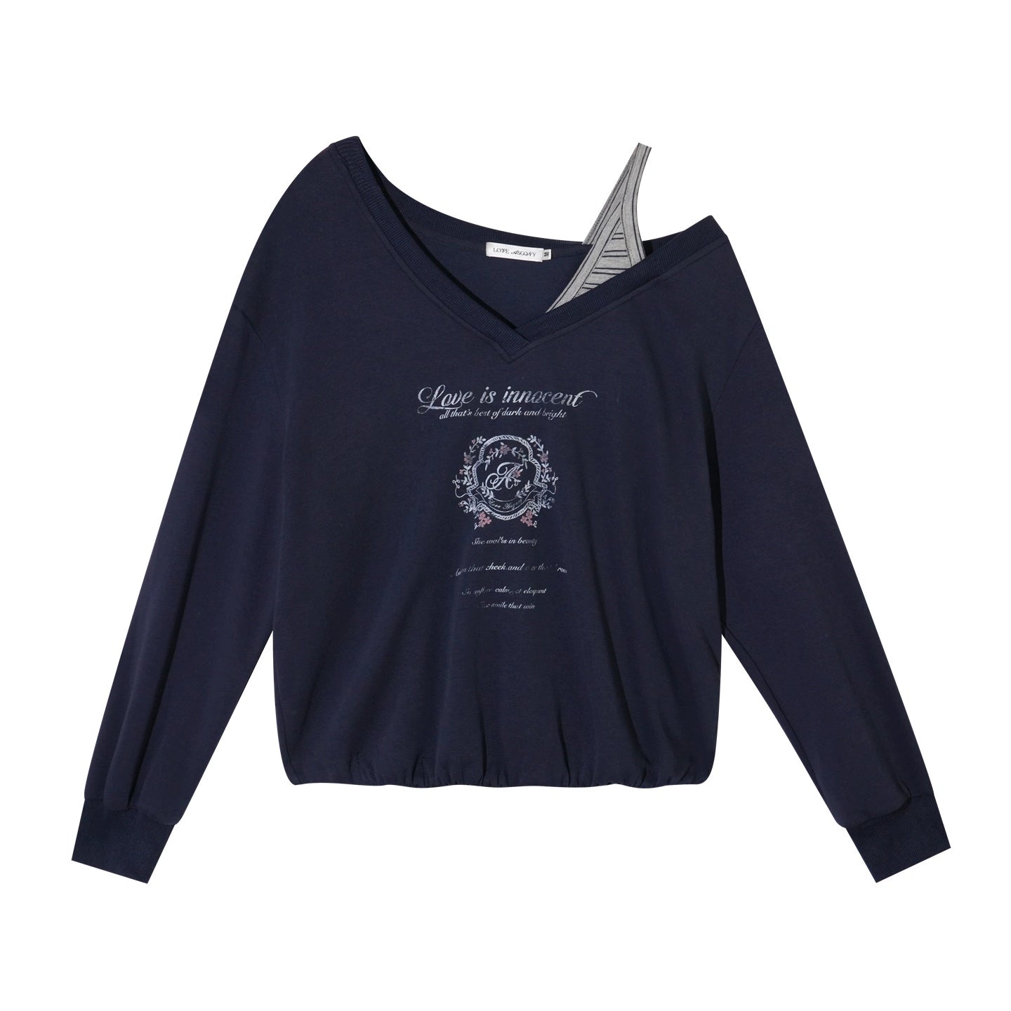 Asymmetric Shoulder Striped Fleece Tracksuit Set