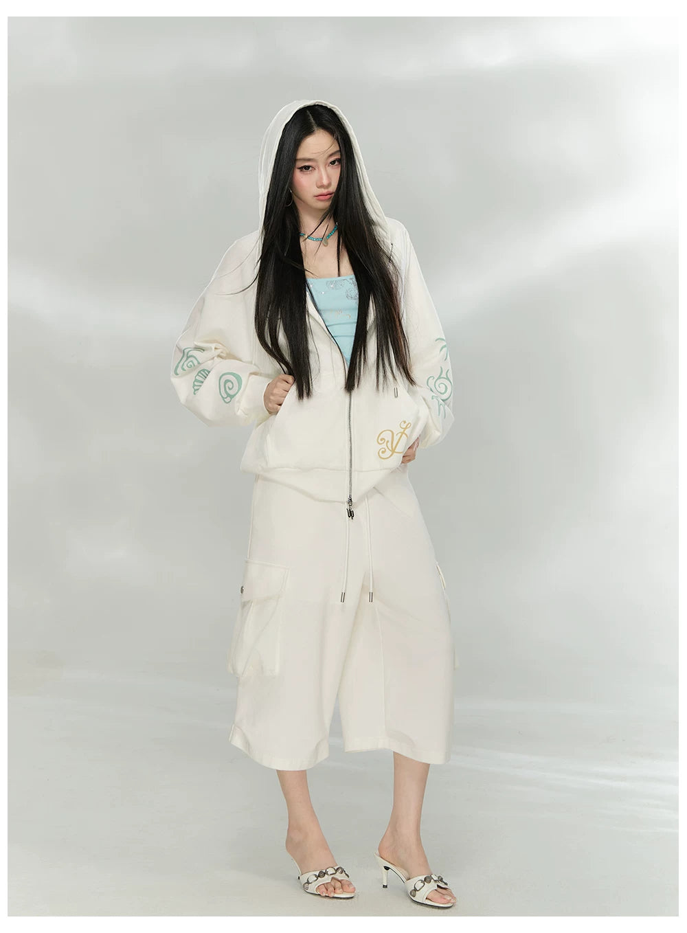 Waffle Knit Cargo Cropped Trousers