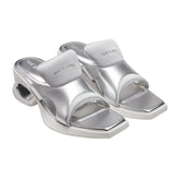 Black & Silver Pointed Square Toe Heeled Sandals - CHINASQUAD