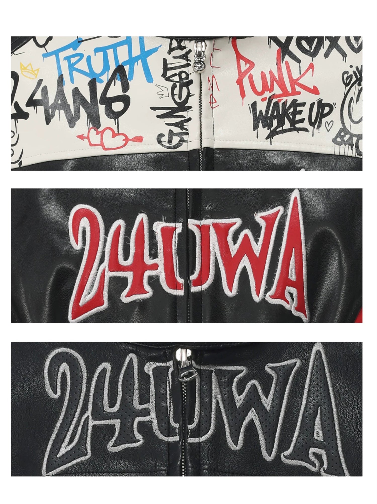 Appliqué Cropped Motorcycle Jacket