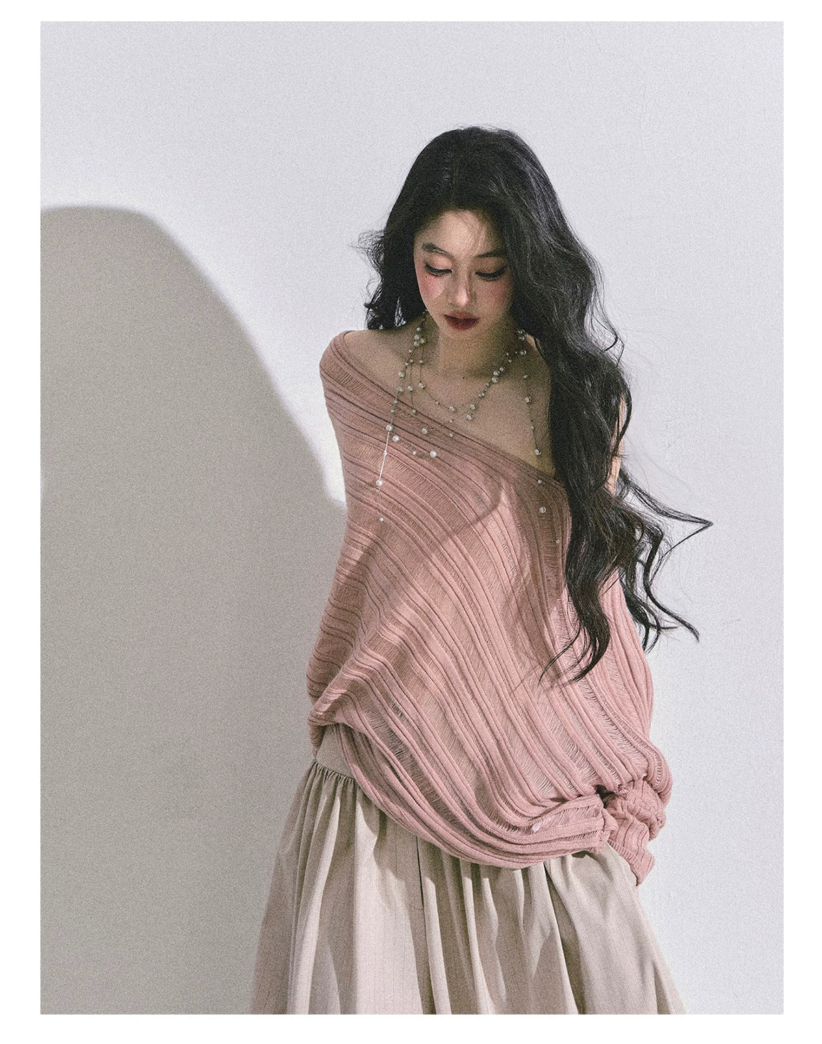 French Asymmetric Cut-Out Knit Sweater