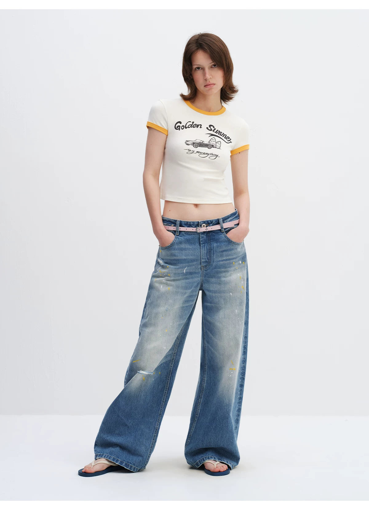 Color-Block Summer Fitted T-Shirt